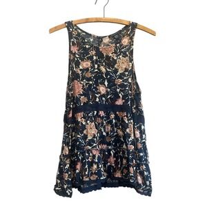 American Eagle Outfitters Navy Floral Tank Top